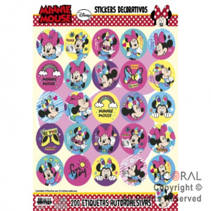 MINNIE STICKERS AUTOADHESIVOS x 24 UNIDADES